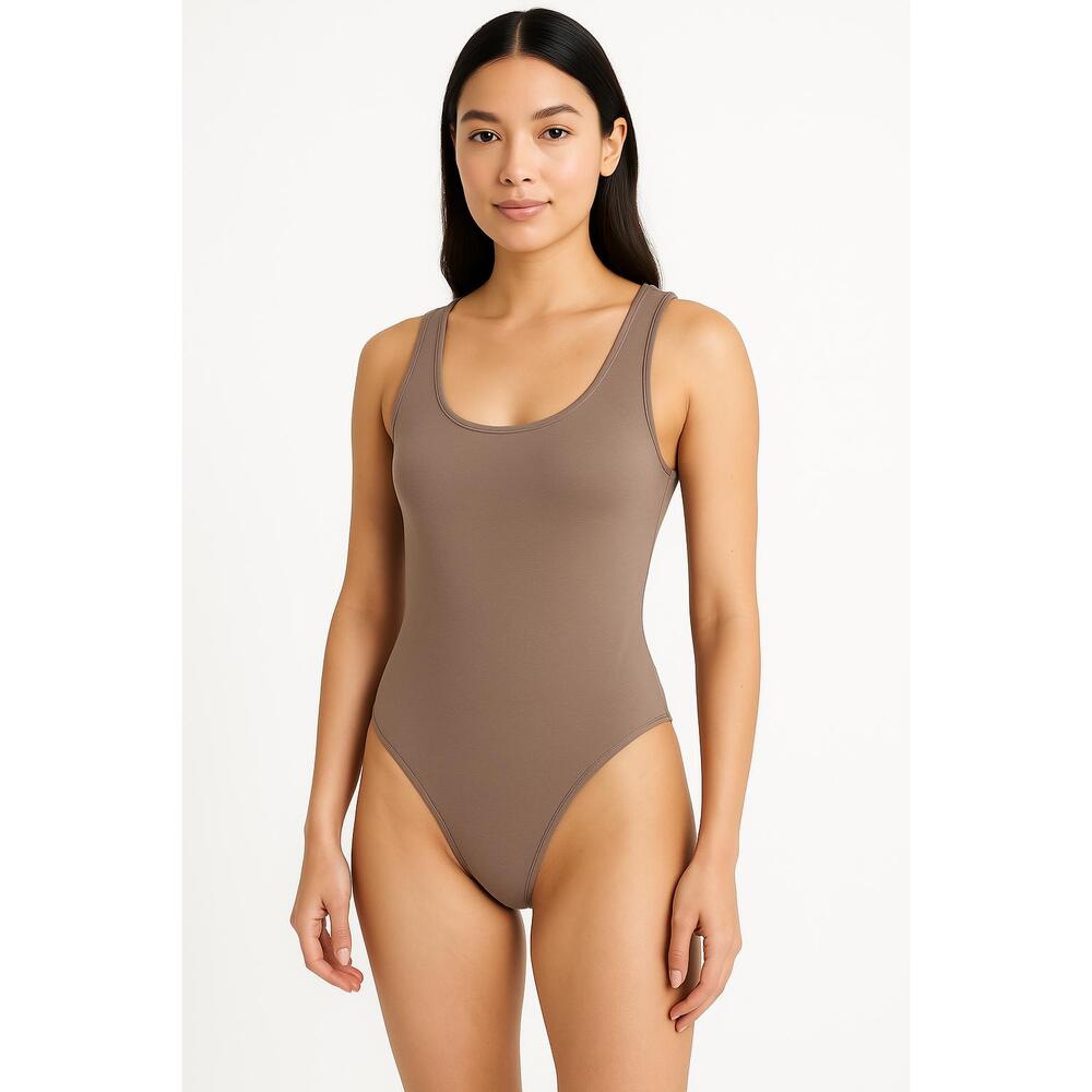 NEW Abercrombie & Fitch Soft A&F Tan Brown Sleeveless Tank Bodysuit Size Small S